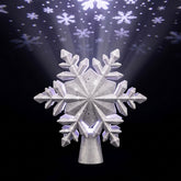 Jingle Jollys Christmas Tree Topper Lighted 360° Rotating Snowflake Projector