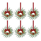 Jingle Jollys 6x Christmas Wreath Garland 26cm Pre-lit Wreaths Red Berries Bow