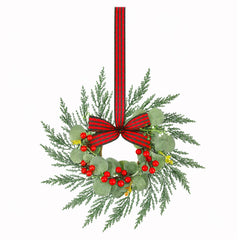 Jingle Jollys 6x Christmas Wreath Garland 26cm Pre-lit Wreaths Red Berries Bow