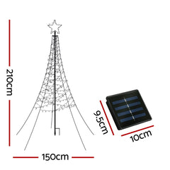Jingle Jollys Solar Christmas Tree 2.1m 320 LED Net Lights Xmas Trees Decoration