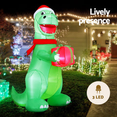 Jingle Jollys Christmas Inflatable Dinosaur 1.8M Height LED Decorations Illuminated