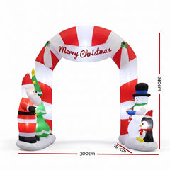 Jingle Jollys Christmas Inflatable Archwary Santa 3M Illuminated Free Delivery