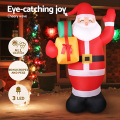 Jingle Jollys Christmas Inflatable Santa 2.4M Illuminated Decorations Free Deliv