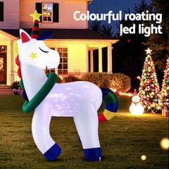 Jingle Jollys Christmas Inflatable Unicorn 1.8M Tall Outdoor Decorations Illuminated