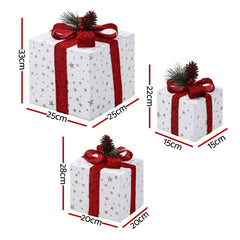 Jingle Jollys Christmas Decorations 3PC Lighted Gift Boxes Christmas Lights