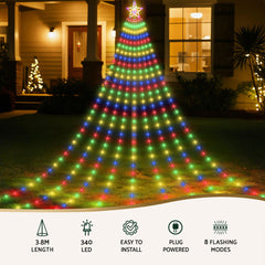 Jingle Jollys 3.8M Christmas Lights Waterfall String Light 340 LED