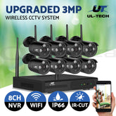 UL-tech Wireless CCTV Security System 8CH NVR 3MP 8 Bullet Cameras