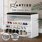 Artiss Shoe Cabinet Bench Shoes Storage Rack Organiser Drawer White 15 Pairs