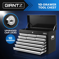 Giantz 10 Drawer Tool Box Cabinet Chest Toolbox Storage Garage Organiser Grey