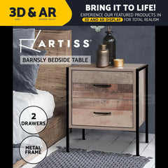 Artiss Bedside Table 2 Drawers - BARNLY