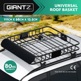 Giantz Universal Car Roof Rack Basket Luggage Vehicle Cargo Carrier 111cm Black