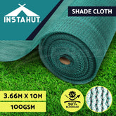 Instahut 50% Shade Cloth 3.66x10m Shadecloth Wide Heavy Duty Green