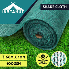 Instahut 50% Shade Cloth 3.66x10m Shadecloth Wide Heavy Duty Green