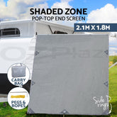 Caravan Privacy Screen Roll Out Awning 2.1x1.8M Sun Shade Pop Top End Wall Grey