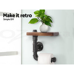 Artiss Floating DIY Pipe Shelf Toilet Paper Holder