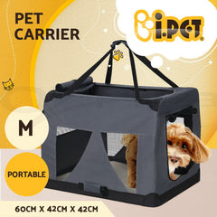 i.Pet Pet Carrier Soft Crate Dog Cat Travel 60x42CM Portable Foldable Car M