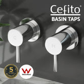 Cefito Basin Twin Tap Wall Round Brass Faucet Shower Bathtub Chrome