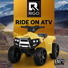 Rigo Kids Ride On Car ATV Quad Motorbike 4 Wheeler Electric Toys Battery Yellow