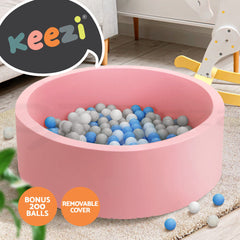 Keezi Kids Ball Pit 90x30cm Ocean Foam Play Pool Barrier Toys Children Pink