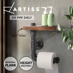 Artiss Floating DIY Pipe Shelf Toilet Paper Holder