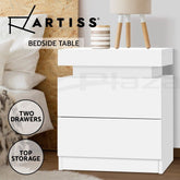 Artiss Bedside Table 2 Drawers Lift-up Storage - COLEY White