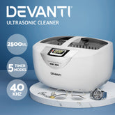 Devanti 2500ml Ultrasonic Cleaner Heater Jewellery Glasses Cleaning Machine 70W