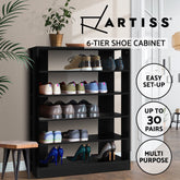 Artiss Shoe Rack Cabinet 30 Pairs 6-Tier Shelf Black