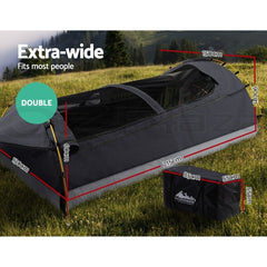 Weisshorn Double Swag Camping Swags Deluxe Canvas Tent Dark Grey