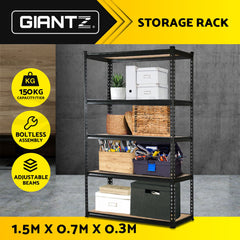 Giantz 1.5M Garage Shelving Warehouse Rack Pallet Racking Storage Shelve Black