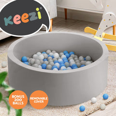 Keezi Kids Ball Pit 90x30cm Ocean Foam Play Pool Barrier Toys Children Grey