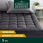 Giselle Bedding Mattress Topper Pillowtop Bamboo Charcoal Single