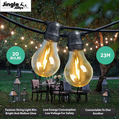 23m LED Festoon String Lights Outdoor Christmas Decorations Wedding Garden Party