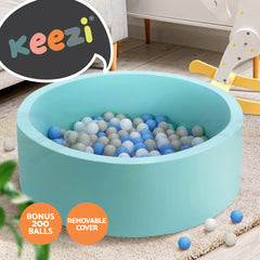 Keezi Kids Ball Pit 90x30cm Ocean Foam Play Pool Barrier Toys Children Blue
