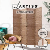 Artiss 4 Panel Room Divider Screen Privacy Rattan Timber Dividers Stand Natural