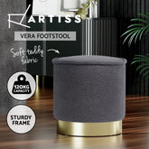 Artiss Ottoman Foot Stool Round Teddy Fabric Free Delivery