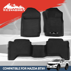 Weisshorn Car Floor Mats Rubber Compatible for Mazda BT50 Dual Crew Cab