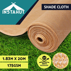 Instahut 70% Shade Cloth 1.83x20m Shadecloth Sail Heavy Duty Beige