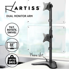 Artiss Monitor Arm Stand Dual Mount HD LED TV Bracket Holder Freestanding
