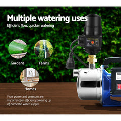 Giantz Garden Water Pump Jet High Pressure Stage Controller Garden Irrigation