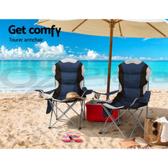 Weisshorn Camping Folding Chair Portable Outdoor Hiking Fishing Picnic Navy 2 Piece