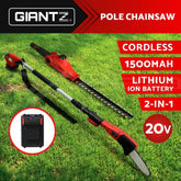 Giantz Chainsaw Trimmer Cordless Pole Chain Saw 20V 8inch Battery 2.7m Reach