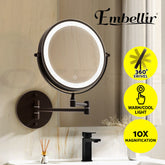 Embellir Extendable Makeup Mirror 10X Magnifying Double-Sided Bathroom Brown