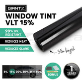 Giantz Window Tint Film Black Roll 15% VLT Home House 152cm X 30m Tinting Tools