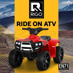 Rigo Kids Ride On Car ATV Quad Motorbike 4 Wheeler Electric Toys Battery Red