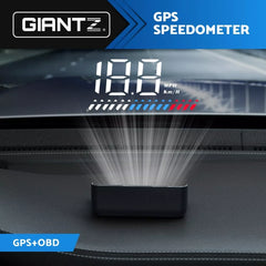 Giantz Universal Car Digital GPS Speedometer OBDHeads Up Display Overspeed Warning Alarm