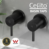 Cefito Basin Twin Tap Wall Round Brass Faucet Shower Bathtub Black