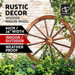 Gardeon Garden Decor Outdoor Ornament Wooden Wagon Wheel