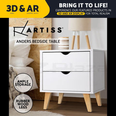 Artiss Bedside Table 2 Drawers - ANDERS White