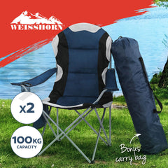 Weisshorn Camping Folding Chair Portable Outdoor Hiking Fishing Picnic Navy 2 Piece