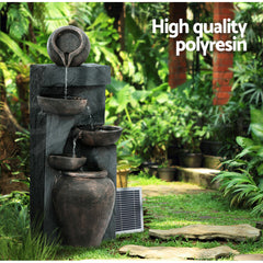 Gardeon Solar Water Feature Cascading Fountain 5 Tiered Bowl Bird Bath 99CM